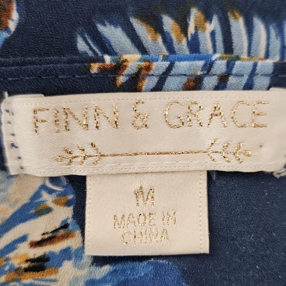 Finn & Grace Blue Sparrow Ruffle Blouse Womens M Whimsical Boho CottageCore - Picture 7 of 9